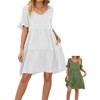 Coolmee Women's Summer Babydoll Dresses Cute Ruffle Sleeve V-Neck Sundress Flowy Swing Mini Dress - 4 of 4