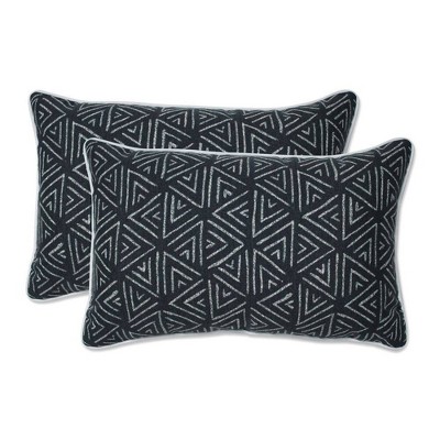 2pc Outdoor/Indoor Rectangular Throw Pillow Set Kuka Amazon Black - Pillow Perfect