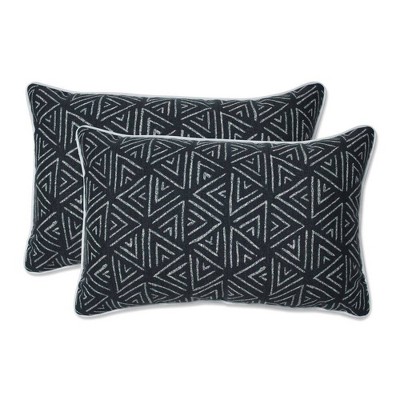 2pc Outdoor/Indoor Rectangular Throw Pillow Set Kuka Amazon Black - Pillow Perfect