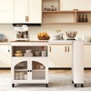 AEELLEEA Kitchen Island On Wheels with Extended Table MDF Rolling Kitchen Storage Cart 2 Fluted Glass Doors Side 3 Open Shelves White - 3 of 4
