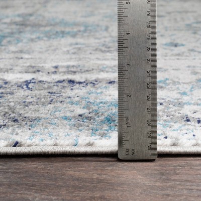 Elegant Gray 63'' Square Synthetic Area Rug with Stain-Resistant Finish