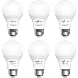 A19 LED Light Bulb, 60 Watt Light Bulbs 5000K Daylight White, E26 Standard Base, Non-Dimmable, 6-Pack - 1 of 4