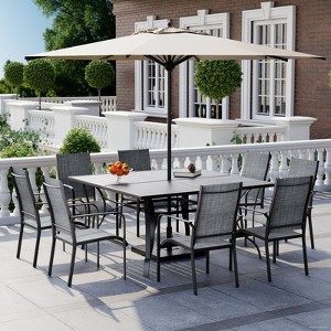 EROMMY 9 Piece Patio Dining Set, Outdoor Dining Table And Chairs Set For 8, 8 Textilene Chairs - 1 of 4