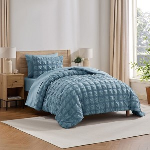 Nestl Bed in a Bag, 7pc Comforter Set Seersucker Design, Modern Comforter Sets with Sheets, Bed in a Bag Bed Set - 1 of 4