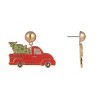 Hallmark Red Enamel Truck Earrings with Christmas Tree - 2 of 3