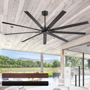 Airsurfer 84" Ceiling Fan in Black with Remote Control,9 Plywood Blades Ceiling Fan with 6 Speeds DC Motor for Livingroom Bedroom - 1 of 4