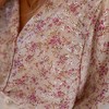 Amaryllis Women’s Floral Sequin Button Down Blouse with Long Puff Sleeves Textured Blouse - 3 of 4