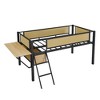 ALEXOUN Black Metal Bed Frame Gaming Loft Bed with Desk and Woven Rattan Guard Rails,Hanging Storage Compartment,for Apartments - 4 of 4