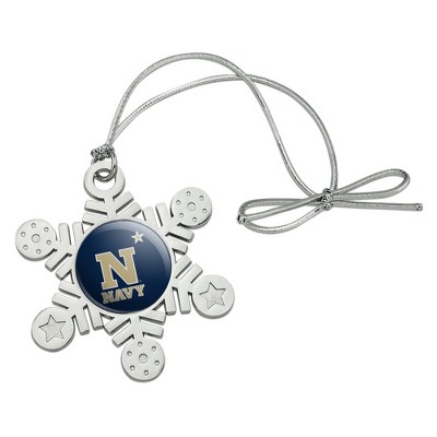 US Naval Academy Primary Logo Metal Snowflake Christmas Tree Holiday Ornament
