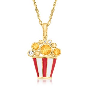 Ross-Simons 1.00 ct. t.w. Citrine and .80 ct. t.w. White Topaz Popcorn Pendant Necklace With Red and White Enamel in 18kt Gold Over Sterling Size - 1 of 3