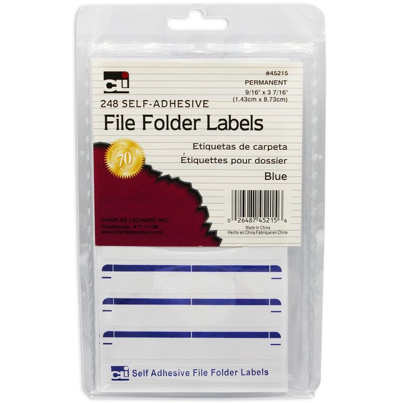 Charles Leonard File Folder Labels, Blue, 248 Per Pack, 12 Packs, 2 of 3