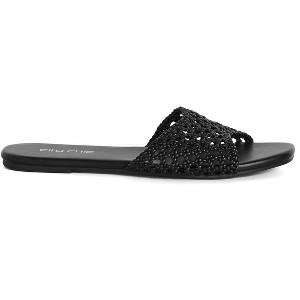 Women's Plus Size WIDE FIT Weave Flat Slide - black | CITY CHIC - 1 of 4
