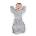 Transitional Swaddle Sack with Arms Up Half-Length Sleeves and Mitten Cuffs Wearable Blanket - Heathered Gray with Stripe