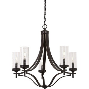 Minka Lavery Bronze Pendant Chandelier 26" Wide Modern Clear Seeded Glass 5-Light Fixture for Dining Room House Foyer Kitchen Home - 1 of 3