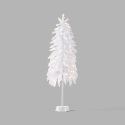 Image of 4' Pre-lit Slim White Tinsel Alpine Fir Mini Artificial Christmas Tree White LED Lights - Wondershop™