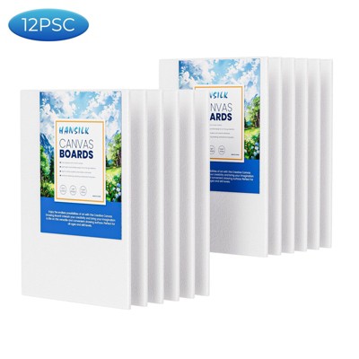 HANSILK Canvases for Painting, Canvas Panels 5x7 inch, Pack of 12, 100% Cotton Acid-Free, Art Boards for Oil & Acrylic Painting