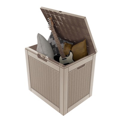 VisioGear Deck Boxes, 30 Gal Outdoor Storage Deck Box, Small Patio Storage Bin for Garden Tools, Brown, 22.09"*17.09"*20.87"