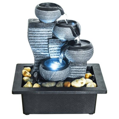 10.23" 4-Tier Desktop Water Fountain - Gray - Watnature