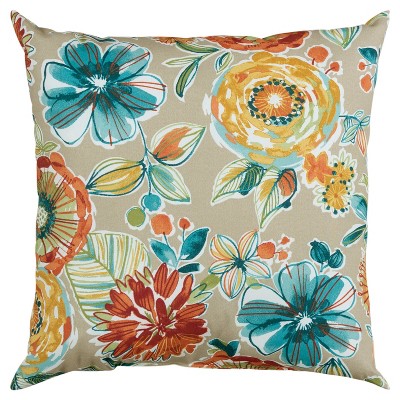 22"x22" Oversize Poly-Filled Floral Indoor/Outdoor Square Throw Pillow - Rizzy Home