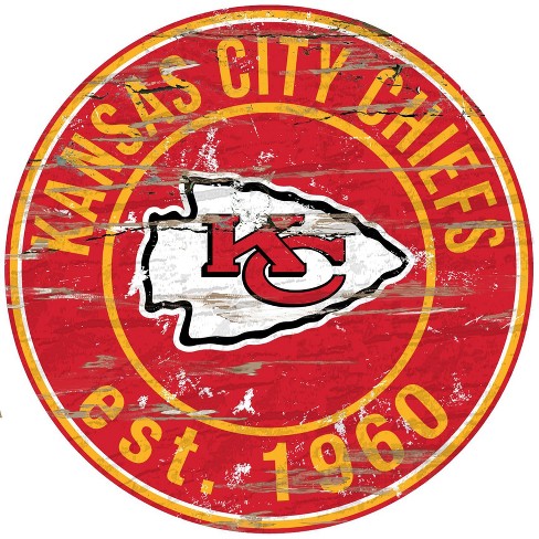 NFL Round Heritage Distressed Sign: Kansas City Chiefs