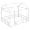 TOAOTBNBO Metal Bed with Semi-enclosed Space, Twin Size Bed Frame with Fence, Minimalist Platform Beds for Teens, Pink - 2 of 4