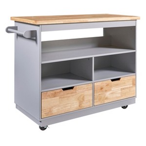 NicBex 2 Drawer Rolling Kitchen Island Cart with 3 Open Shelves and Spice Rack,Kitchen Island on Wheels with Storage,Island Table for Kitchen - 1 of 4