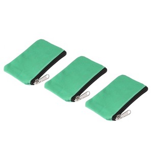 Unique Bargains Canvas Portable Change Coin Purse Pouch with Zipper 3 Pcs - 1 of 4