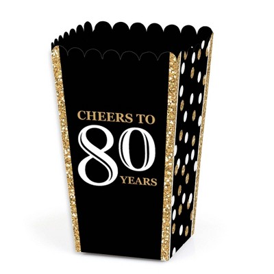 Big Dot of Happiness Adult 80th Birthday - Gold - Birthday Party Favor Popcorn Treat Boxes - Set of 12