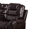 78" Braylon Active Sitting Chair Brown PU - Acme Furniture: Loveseat with Console & Cup Holders - 2 of 4