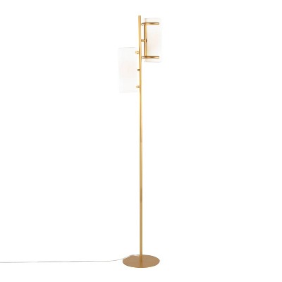 Rhonda 71" Gold Metal Floor Lamp with White Shades
