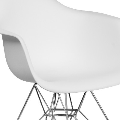 Alonza White Polypropylene Chair with Chrome Geometric Base