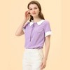 Allegra K Women's Contrast Doll Collar Polka Dots Short Sleeves Blouse - 3 of 4