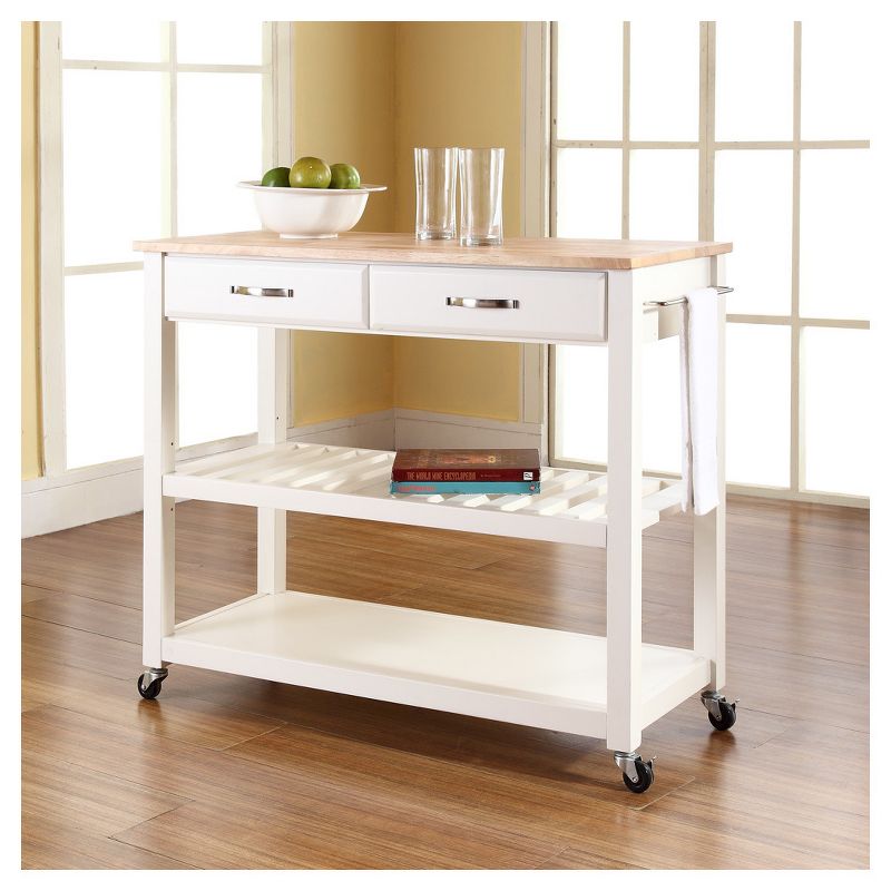 Natural Wood Top Kitchen Cart/Island with Optional Stool Storage - Crosley, 6 of 12