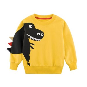 MyKids-USA Baby Boy Cartoon Dinosaur Pattern 3D Horn Patched Design Hoodies - 1 of 4