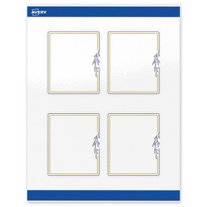 Avery 4" x 3-1/3" Labels, Gold & Navy Border with Florals, 40 ct - 1 of 4