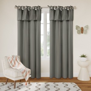 Awesome Home  Recycled Cotton Blend Ruffle Tie Top Curtains Pair - 1 of 4