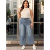 Agnes Orinda Women's Plus Size Wide Leg Baggy Washed Stretch with Pockets Denim Ankle Jeans - 3 of 4
