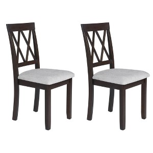 Set of 2 Upholstered Dining Chairs Wooden Kitchen Chairs Dining Room Chairs with Solid Wood Legs & Padded Seat, Gray+Natural/Brown/Espresso-ModernLuxe - 1 of 4