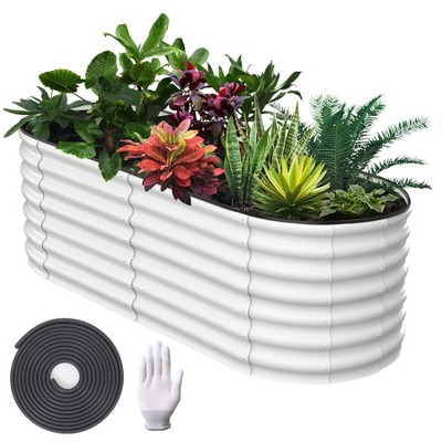 Garvee 6x3x1 FT Galvanized Raised Bed for Outdoor, Oval Garden Bed with Open Base, Tool-Free Assembly Planter Raised Boxes for Vegetables & Flowers