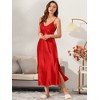 cheibear Women's Spaghetti Strap Nightdress Cami Satin Pajama Dress - 2 of 4