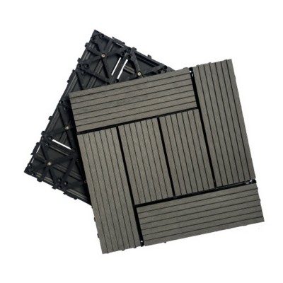 Syemin Carpet Tiles Wood Plastic Composite Deck Tiles Set of 20PCS, Patio Flooring Outdoor Waterproof for Balcony, Backyard, Gray, 11.8"*11.8"*0.79"