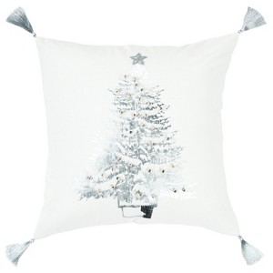 Christmas Tree Decorative Filled Oversize Square Throw Pillow Silver - Rizzy Home