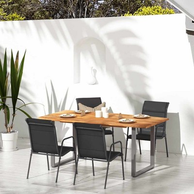vidaXL Patio Chairs  Steel and Textilene Black
