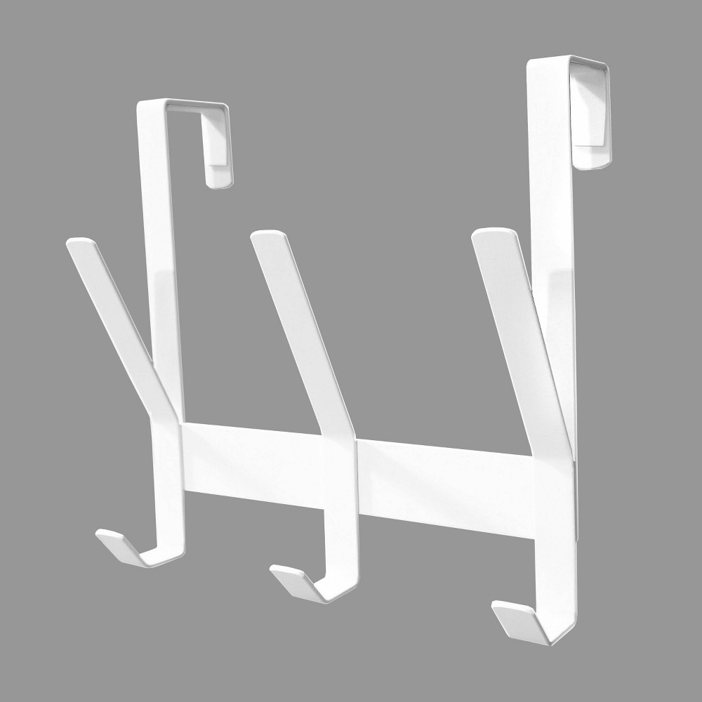 (6 pack) Heavy Duty Over The Door 3 Hooks Rail Matte White - Brightroom™