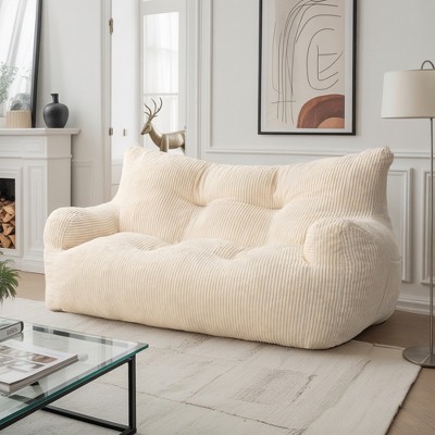 Pamapic Bean Bag Chair, Cozy Corduroy Lazy Bean Bag Sofa, 2 Seat for Home-Gray