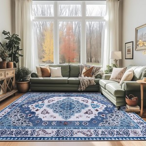 LOVEVOOK 5x7 ft Vintage Area Rugs for Living Room, Non-Slip Bedroom Floral Rug, Modern Oushak Carpet Machine Washable Rugs for Office Dining Room - 1 of 4