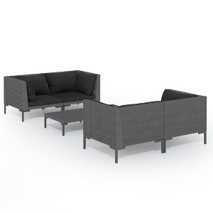 vidaXL Patio Lounge Set Outdoor Sectional Sofa Set with Table, Poly Rattan, Dark Grey - 1 of 4