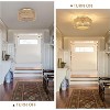 Gulches 6 in Brown Gold Boho Farmhouse 3-Light Dimmable Flush Mount Ceiling Light for Living Room with Hand Woven Rattan Cage Shade - 3 of 4