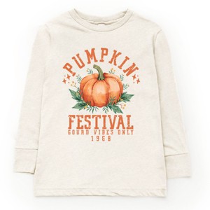 The Juniper Shop Pumpkin Festival Gourd Vibes Youth Long Sleeve Tee - L - Natural - 1 of 4