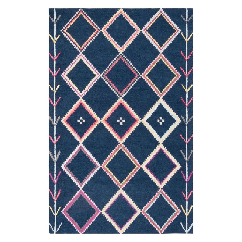 5'x8' Geometric Tufted Area Rug Navy - Safavieh